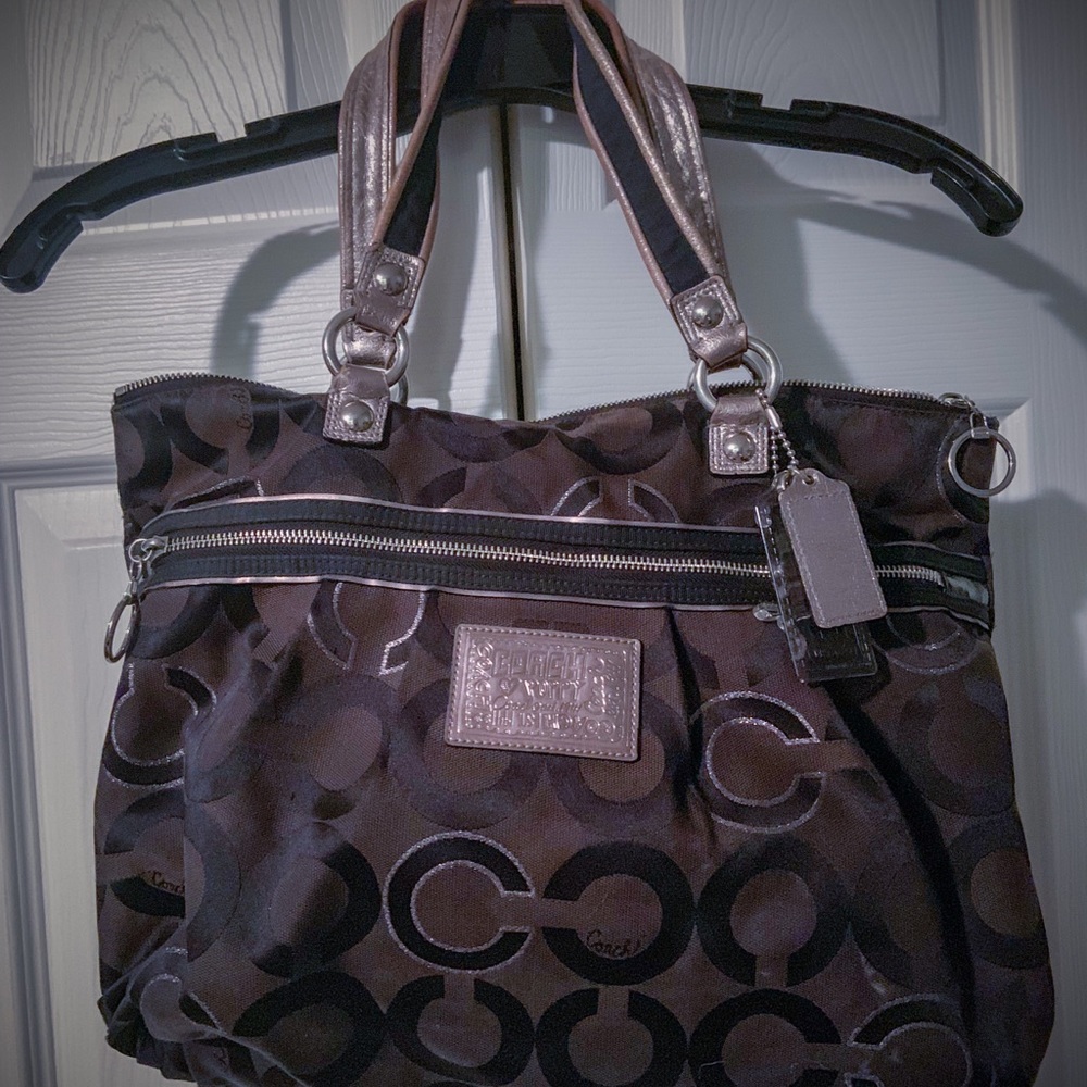Black Silver Coach Poppy Bag